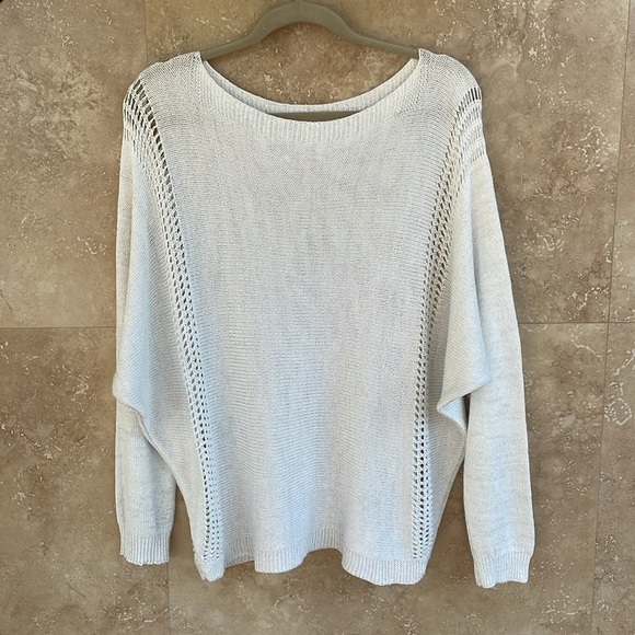 Gigi Moda Vena Sweater One Size White Gray Metallic Knit Made in Italy Women’s - Picture 4 of 14